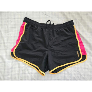 Reebok Workout Ready Black Pink Colorblock Athletic Shorts, Women's Medium